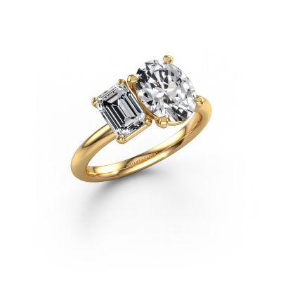 Engagement ring Toi et Moi OVL-EME 585 gold lab grown diamond 2.70 crt