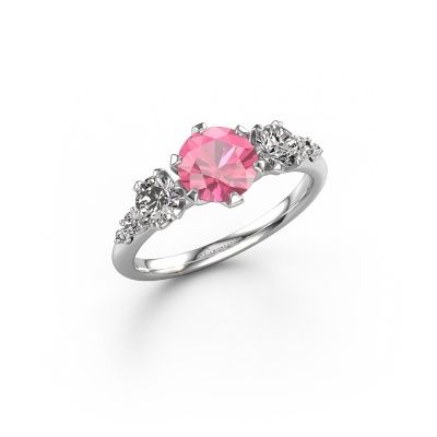 Engagement ring Aniek RND 585 white gold pink sapphire 6.5 mm