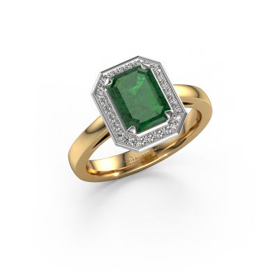 Engagement ring Dodie 1 eme 585 gold emerald 8x6 mm