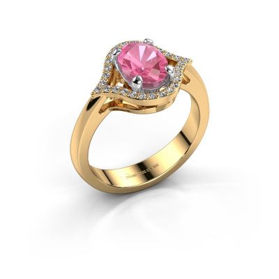 Ring Mendy 585 Gold Pink Saphir 8x6 mm