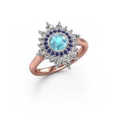 Bague de fiançailles Tianna 585 or rose topaze bleue 5 mm