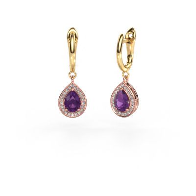Pendants d'oreilles Ginger 1 585 or rose améthyste 7x5 mm