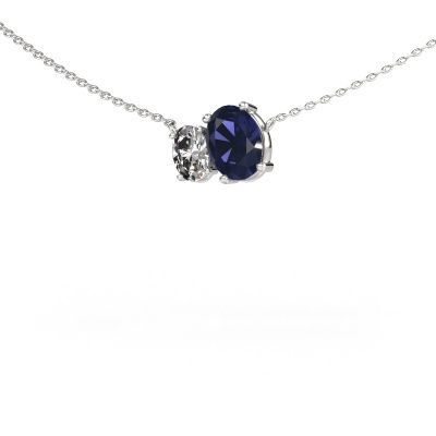 Pendant Toi et Moi OVL OVL 585 white gold sapphire 8x6 mm