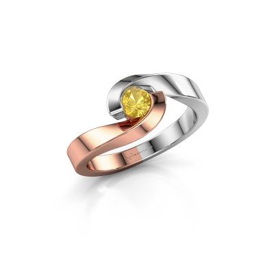 Ring Sheryl 585 rosé goud gele saffier 4 mm