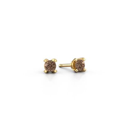 Clous d'oreilles Isa 585 or jaune diamant brun 0.50 crt