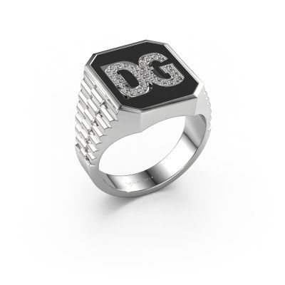 Rolex style ring Stephan 3 585 white gold diamond 0.005 crt