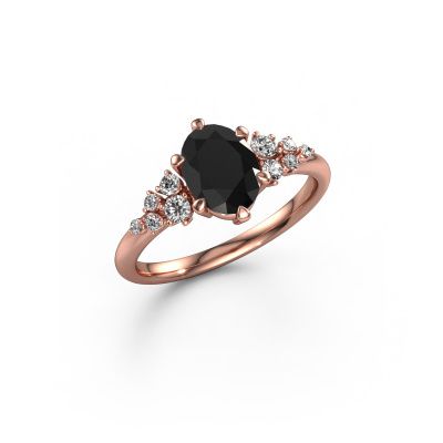 Verlovingsring Royce OVL 585 rosé goud zwarte diamant 1.40 crt