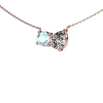 Pendant Toi et Moi RND PER 585 rose gold aquamarine 6.5 mm