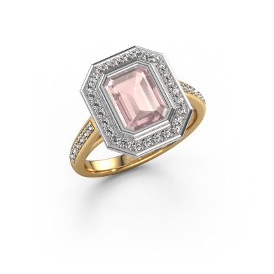 Engagement ring Noud 2 EME 585 gold morganite champagne 8x6 mm