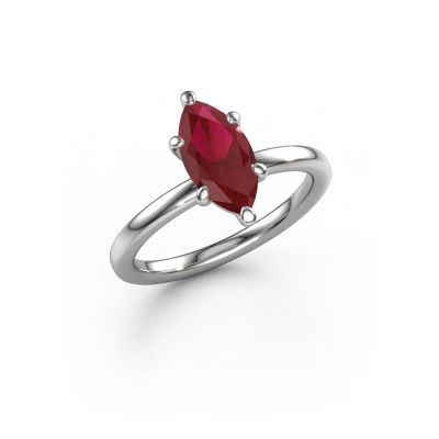 Engagement ring Simone MRQ 1 950 platinum ruby 11x5.5 mm