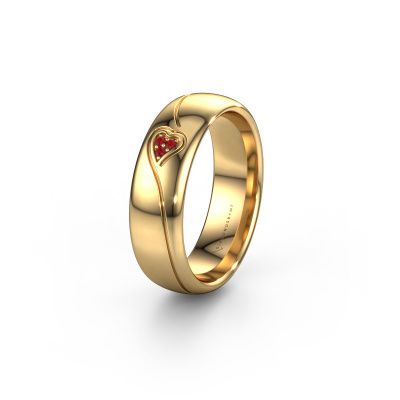 Wedding ring WH0168L36AP 585 gold ruby ±0.24x0.07 in