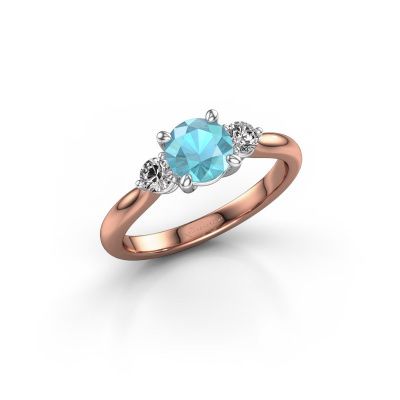 Engagement ring Lieselot RND 585 rose gold blue topaz 6.5 mm