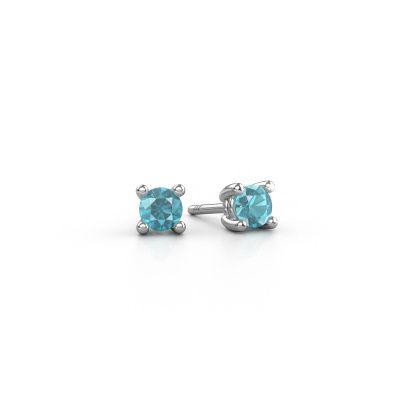 Stud earrings Sam RND 585 white gold blue topaz 4.2 mm