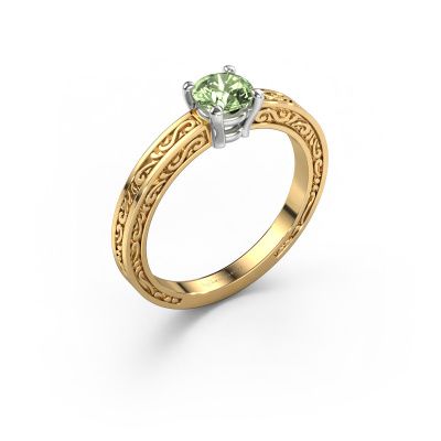 Engagement ring Claudette 1 585 gold green lab grown diamond 5 mm