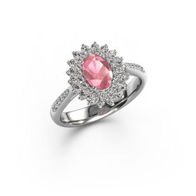 Engagement ring Alina 2 585 white gold tourmaline pink 7x5 mm