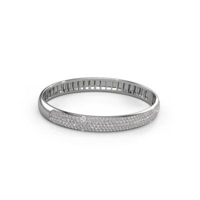 Bracelet jonc Emely 8mm 585 or blanc zircone 1.4 mm