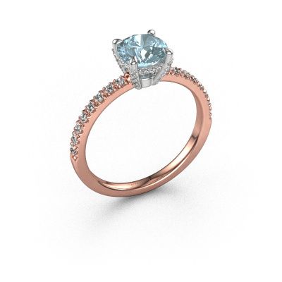 Engagement ring Saskia rnd 1 585 rose gold blue lab grown diamond 6.5 mm