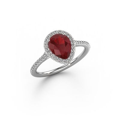 Bague de fiançailles Seline per 2 950 platine rubis 8x6 mm