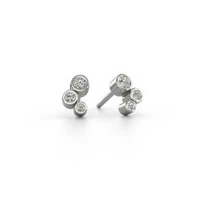Clous d'oreilles Marlys 585 or blanc zircone 2.5 mm