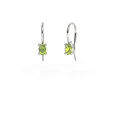 Pendants d'oreilles Cleo OVL 585 or blanc péridot 7x5 mm