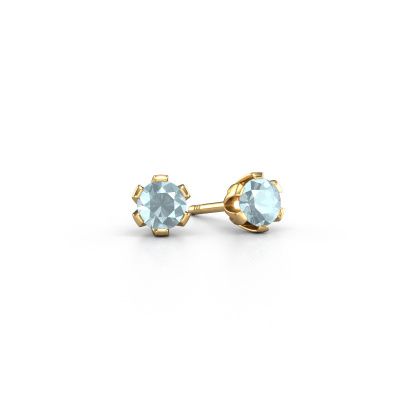 Clous d'oreilles Julia 585 or jaune aigue-marine 4 mm