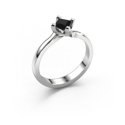 Engagement ring Dewi Square 585 white gold black diamond 0.48 crt