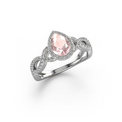 Engagement ring Dionne pear 585 white gold morganite champagne 7x5 mm