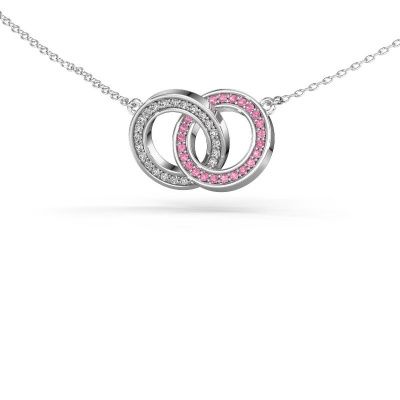 Necklace Circles 2 585 white gold pink sapphire 1 mm