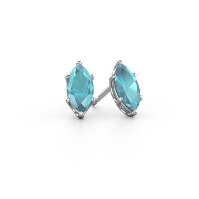 Clous d'oreilles Sam MRQ 585 or blanc topaze bleue 10x5 mm
