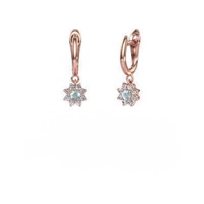 Pendants d'oreilles Camille 1 585 or rose aigue-marine 3 mm