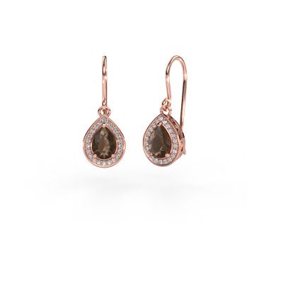Drop earrings Beverlee 1 585 rose gold smokey quartz 7x5 mm