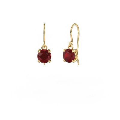 Drop earrings Laurie RND 1 585 gold ruby 6 mm
