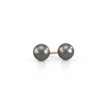 Stud earrings Blanche 585 gold grey pearl 6 mm