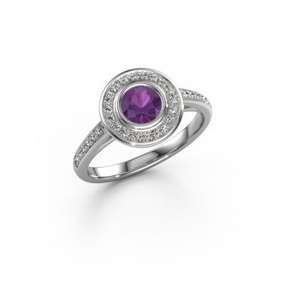 Engagement ring Noud 2 RND 585 white gold amethyst 5 mm