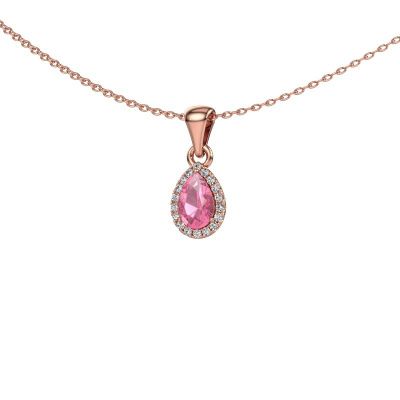 Pendant Seline per 585 rose gold pink sapphire 6x4 mm