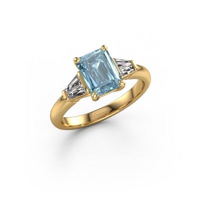 Engagement ring Kina EME 585 gold blue lab grown diamond 8x6 mm