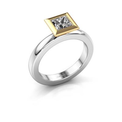 Stapelring Trudy Square 585 witgoud diamant 0.80 crt