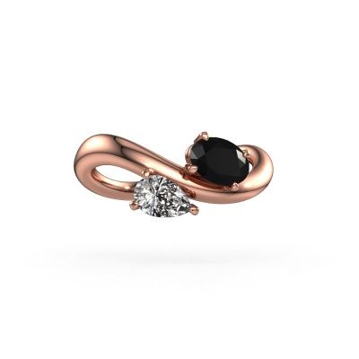 Engagement ring Chloe OVL-PER 585 rose gold black diamond 1.23 crt
