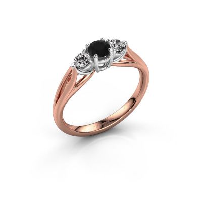 Verlovingsring Amie RND 585 rosé goud zwarte diamant 0.56 crt