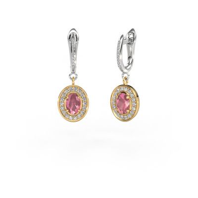 Drop earrings Layne 2 585 gold tourmaline pink 7x5 mm