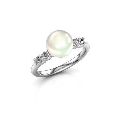 Ring Cecile 585 witgoud witte parel 8 mm