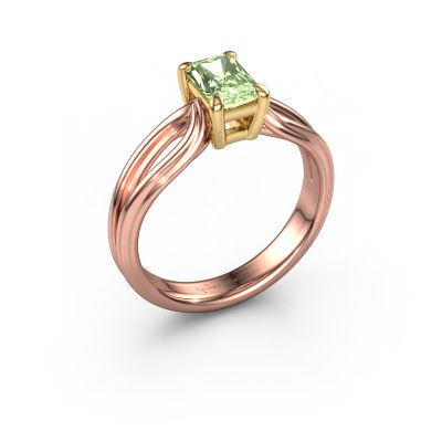Engagement ring Antonia rad 1 585 rose gold green lab grown diamond 6.5x4.5 mm