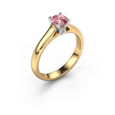 Engagement ring Valorie RND 1 585 gold pink lab grown diamond 5 mm