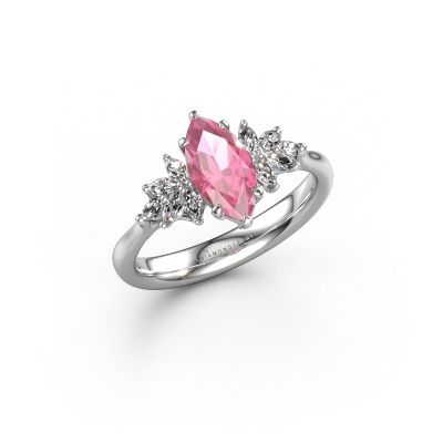 Engagement ring Fiona MRQ 585 white gold pink sapphire 10x5 mm