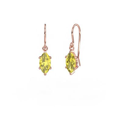 Drop earrings Laurie MRQ 1 585 rose gold yellow lab grown diamond 10x5 mm