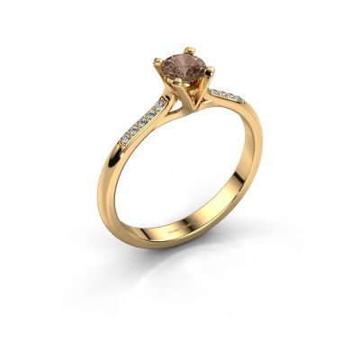 Aanzoeksring Isa 2 585 goud bruine diamant 0.30 crt