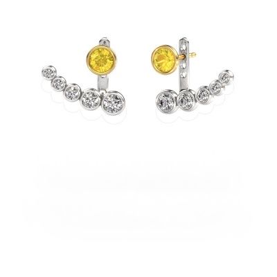 Boucles d'oreilles Wendy 585 or blanc saphir jaune 5 mm