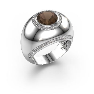 Ring Roxann 585 white gold smokey quartz 8 mm