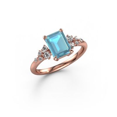 Ring Royce EME 585 rose gold blue topaz 8x6 mm