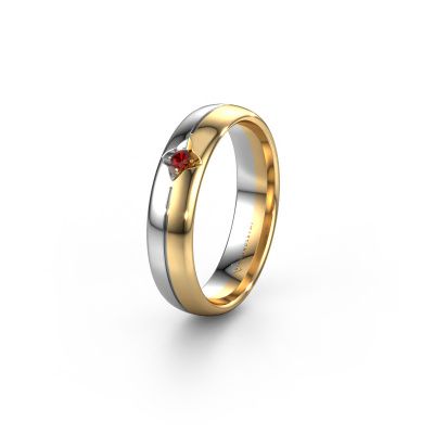 Wedding ring WH0221L35X 585 gold garnet ±0.20x0.06 in